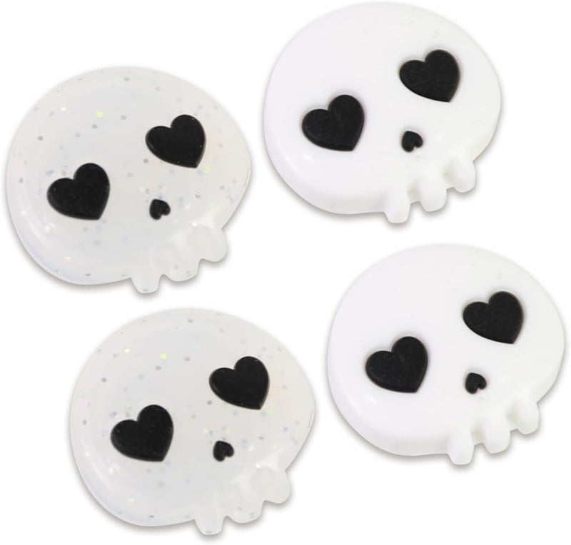 FlyingMage Switch Joycon Thumb Grips Caps, 4 PCS Cute Kawaii 3D Silicone Analog Thumbstick Button Cover Compatible with Nintendo Switch Lite/OLED Joystick Caps (White+Clear Skull) - Image 1